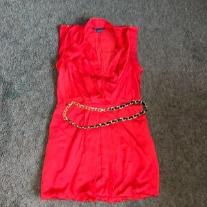 A/X Armani Exchange red dress with gold accents buttons